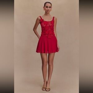 Melanie Mesh Mini Dress with flowers - Meshki - xxs